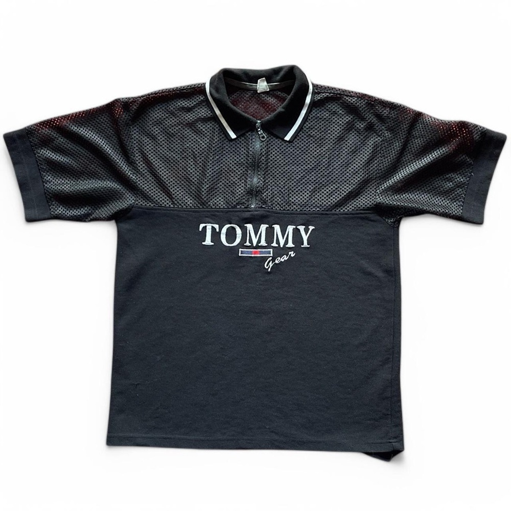 Rare Vintage Tommy Hilfiger Black Mesh Polo Shirt